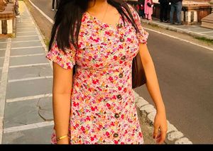 Floral Mini Dress with corset back 🎀💗