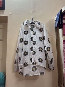 Cute Daisy Print Oversized Shirt
