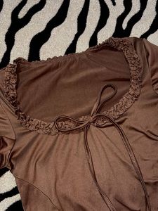 Brown Ruffle Top