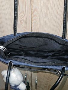 Denim Shoulder Bag with Teddy Charm