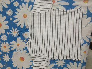 Striped Ribbed Cropped Top