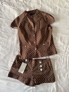 ZARA polka dot twill shorts