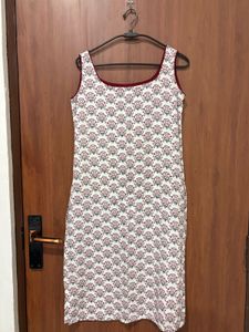 White Kurta with Floral Print
