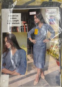 Grey Kurti with Lace design