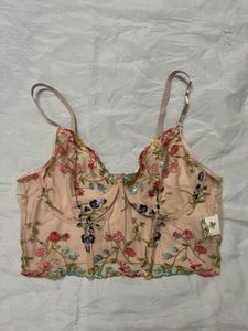 Floral Embroidered Corset Bra