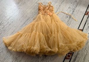 Elegant Peach Gown with Tulle Skirt