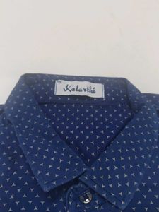Men's Blue Printed Shirt