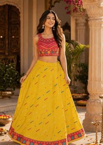 navratri Yellow pink Lehenga Choli Set