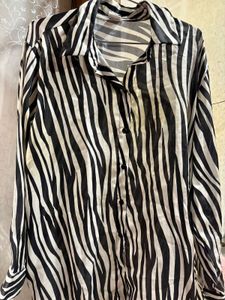 Zebra Print Button-Down Shirt