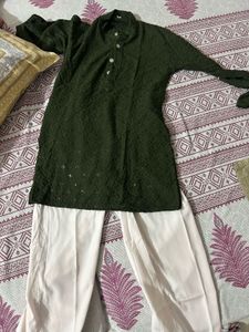 Elegant Olive Green Kurta Set