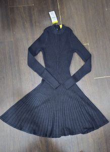 sparkling Ribbed Knit Fit and Flare Dress