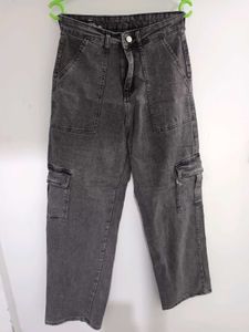 Women's Grey Cargo Jeans