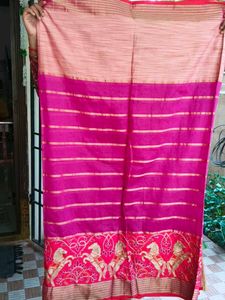 Cotton blend saree with blouse( back open)
