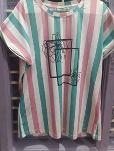 Striped T-Shirt with Floral Graphic