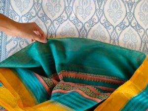 Beautiful Teal &amp; Yellow Saree