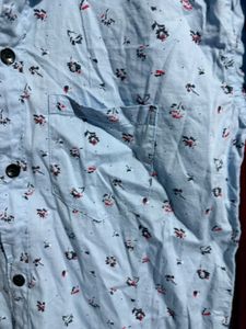 Light Blue Printed Button-Up Shirt