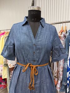 Denim Tiered Midi Dress