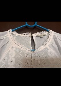 Boho Eyelet White Peplum Top