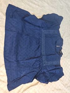 Elegant Blue Jacquard Blouse