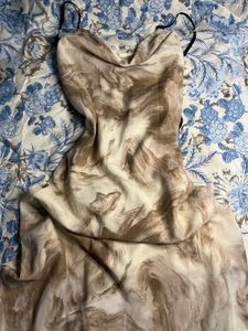 Flowy Marble Print Slip Dress