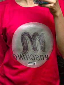 Red Moschino Style T-Shirt