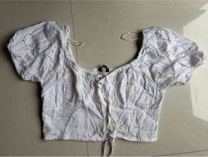 White Broderie Anglaise Crop Top