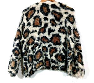 Cheetah Print Fur Sweater Top- Free Size