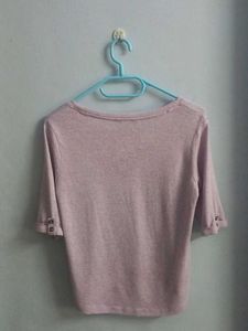 Mauve Heathered knitten cotton Slim-fit top.