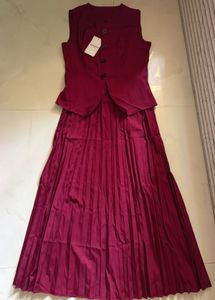 Maroon Pleated co-ords set