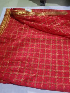 Chunari Print Red Saree