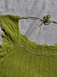 Lime Green Cropped Knit Top
