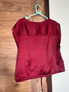 Burgundy Zip-Front Sleeveless Top