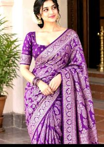 Vibrant Purple Banarasi Silk Saree