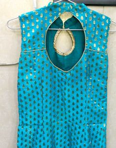 Turquoise Kurta with Gold Print