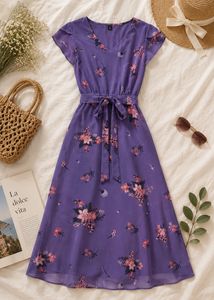 Floral Korean Midi Dress💜✨🌸