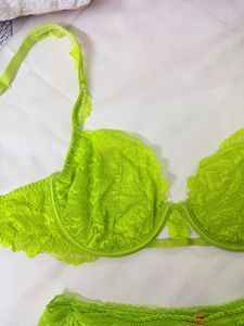 Neon Lace Bra and Panty Set