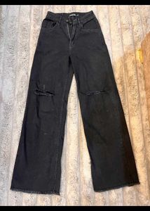 The Souled Store Black Wide Leg Jeans