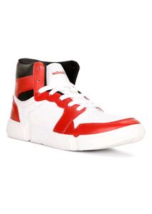 High-Top Sneakers - Red &amp; White