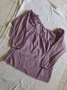 Lilac Puff Sleeve Square Neck Top