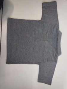 Grey Henley Neck Top
