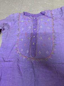 Charming Lavender Hand-Embroidered Kurta