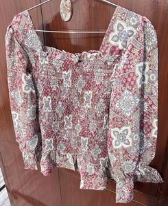 Boho Square Neck Smocked Top