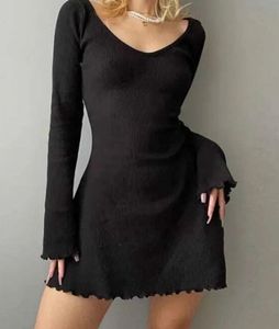 Black Ribbed Bodycon Dress