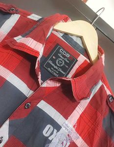 Red🔴 &amp; Navy Blue Printed Shirt For 38 Chest