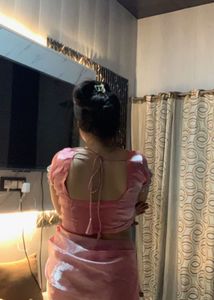 Elegant Pink Organza Saree