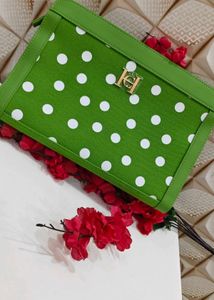 Carolina herrera Green Polka Dot Clutch Bag