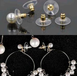 50 pce Earring Backs - Clear &amp; Gold