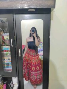 Bohemian Red Mandala Print Skirt