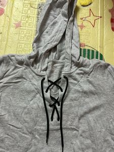 Grey Hoodie with Black Graphic