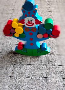 Vintage Wooden Balancing Clown Toy